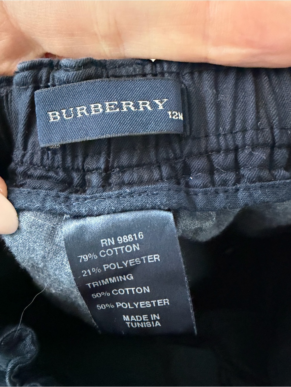 Burberry Baby Boy Navy Blue Cargo Pants 12 Months - Picture 3 of 3